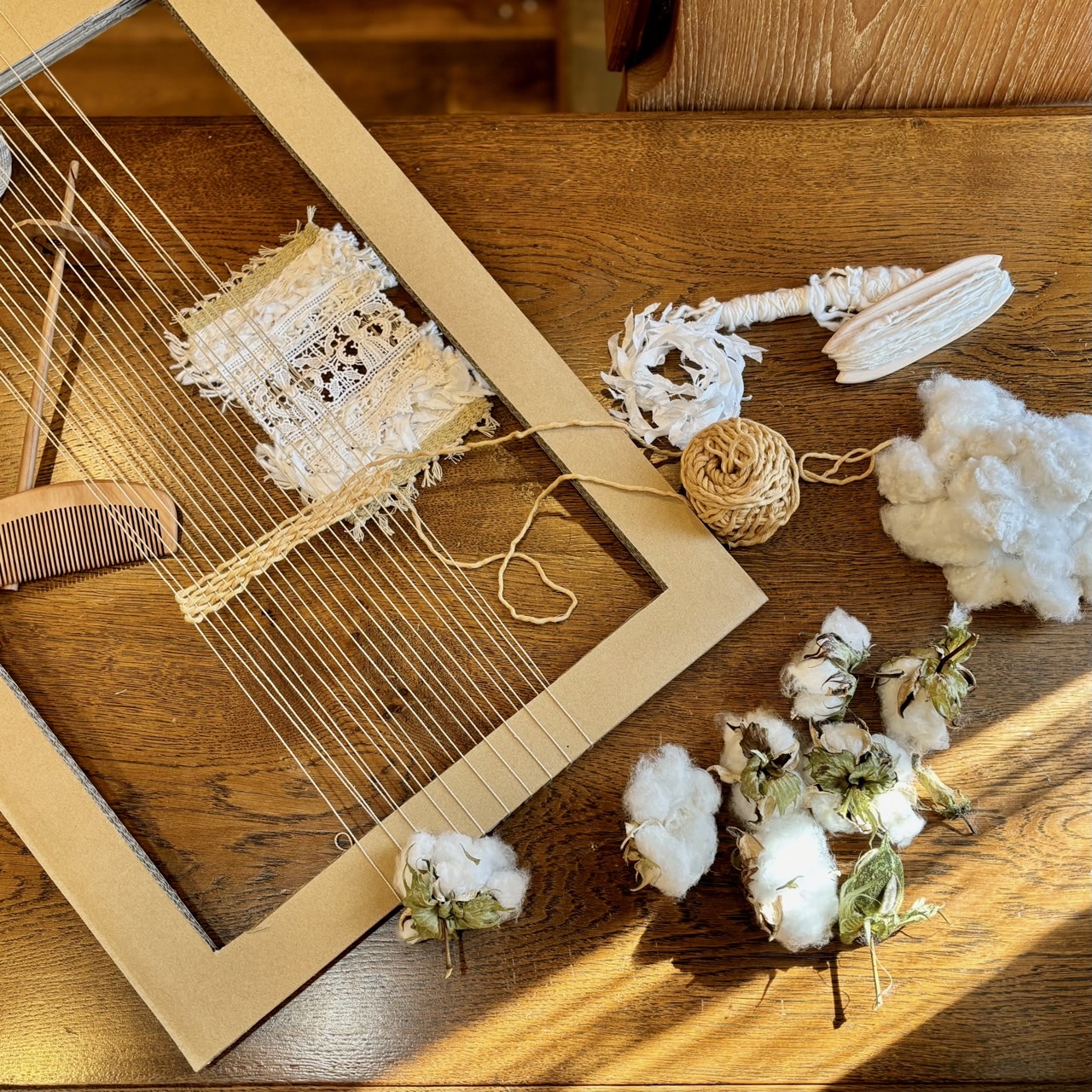 Monthly One Day School 「綿花を紡いでLaceな手織り&おしゃれアイテム創作」の、3回の講座の内容が決まりました!